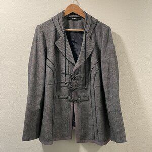 x-two (brand) Rare Find Herringbone Blazer Lined Boho, Black/White - 1X